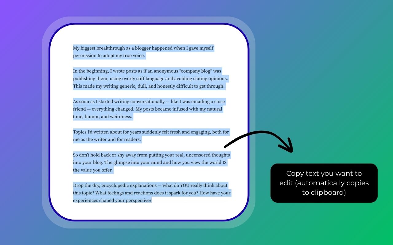 One-click clipboard loading screenshot